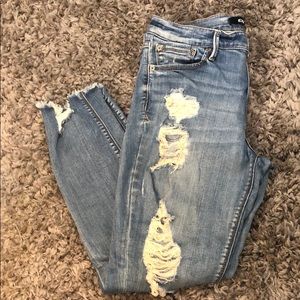 Express MidRise Stretch+ Destroyed Raw Hem Ankle